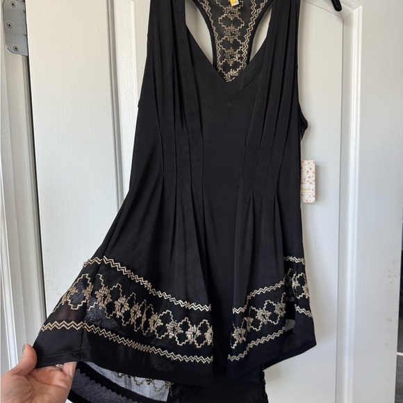NWT | Free People | All Eyes on Me | Black & Gold Embellished Tank Top - Picture 4 of 6